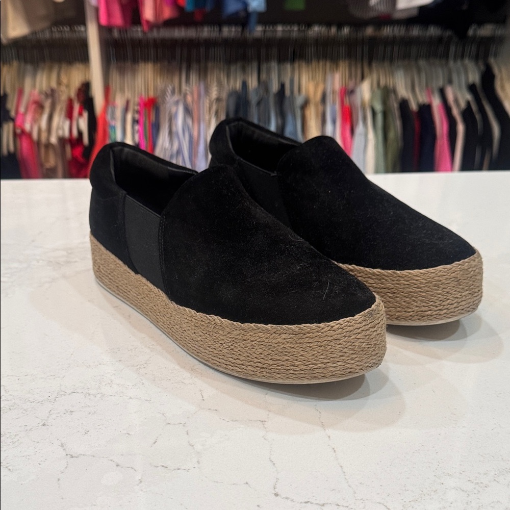 Vince Black Suede Platform Espadrilles